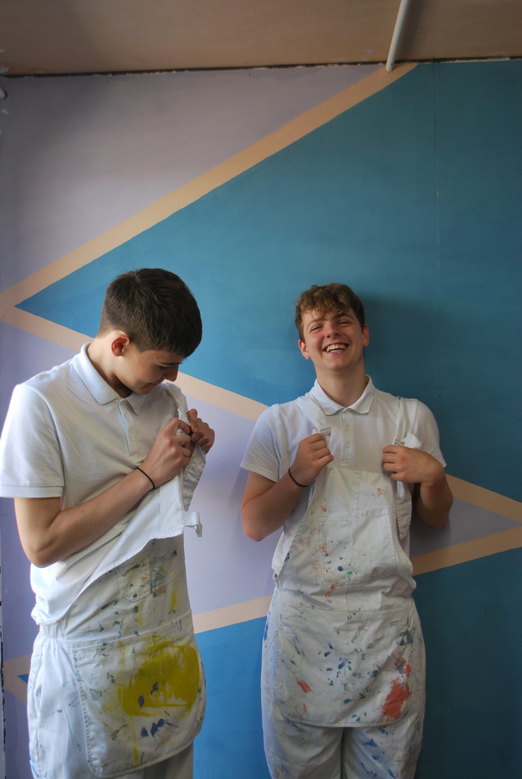 Year 10s in the painting cabin