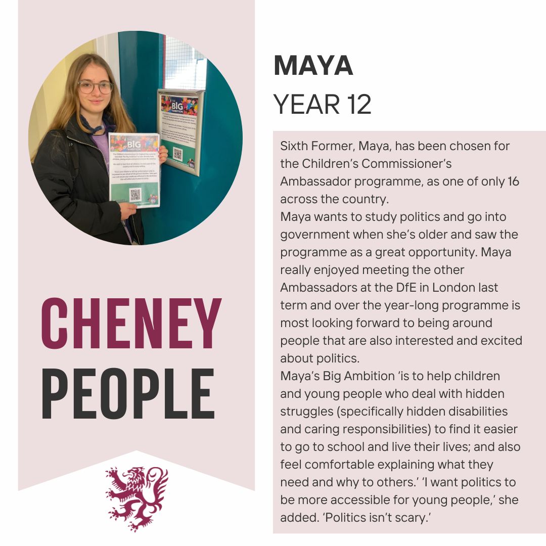 Cheney People, Maya, Year 12
