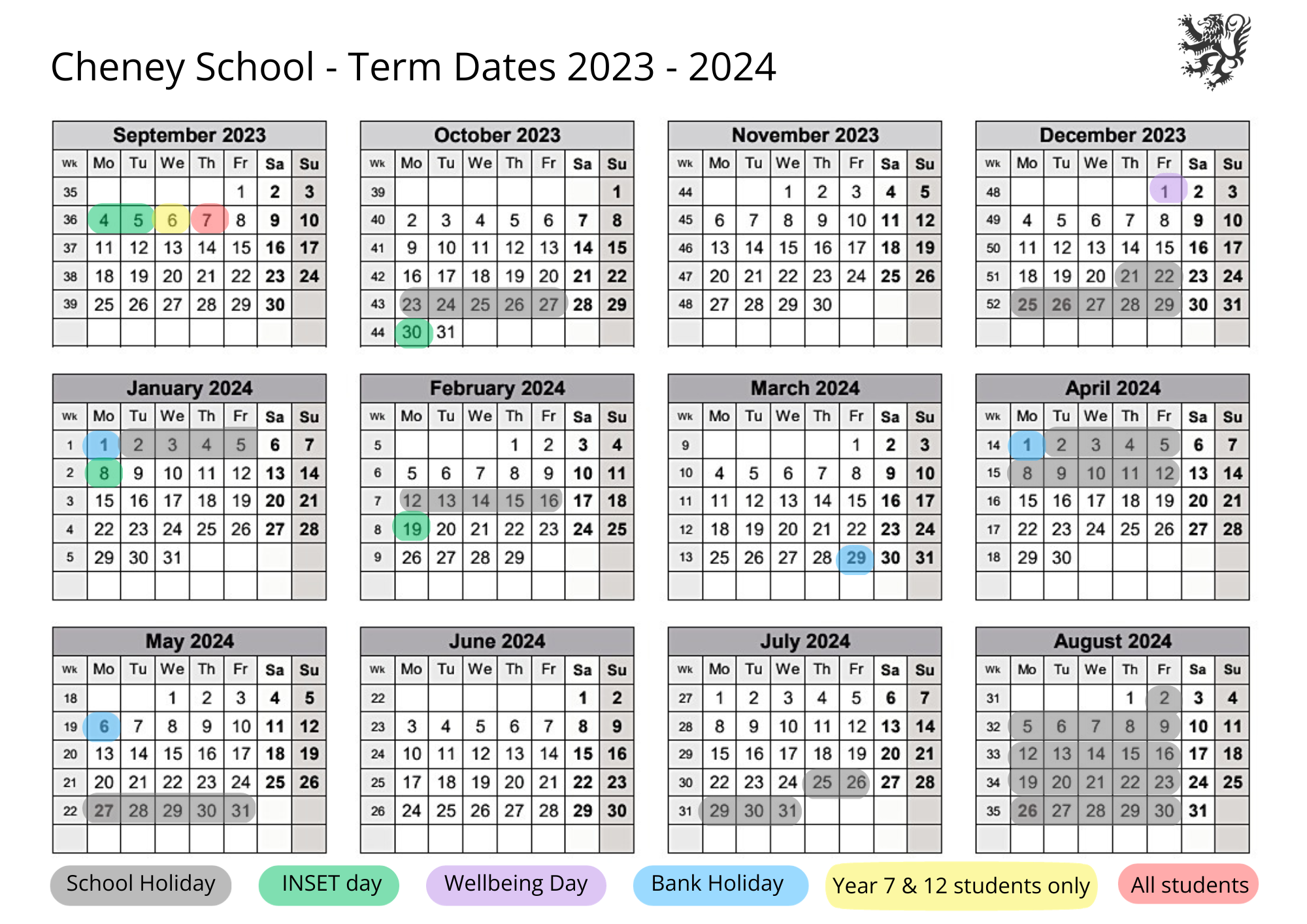 Term dates 2023-4 calendar